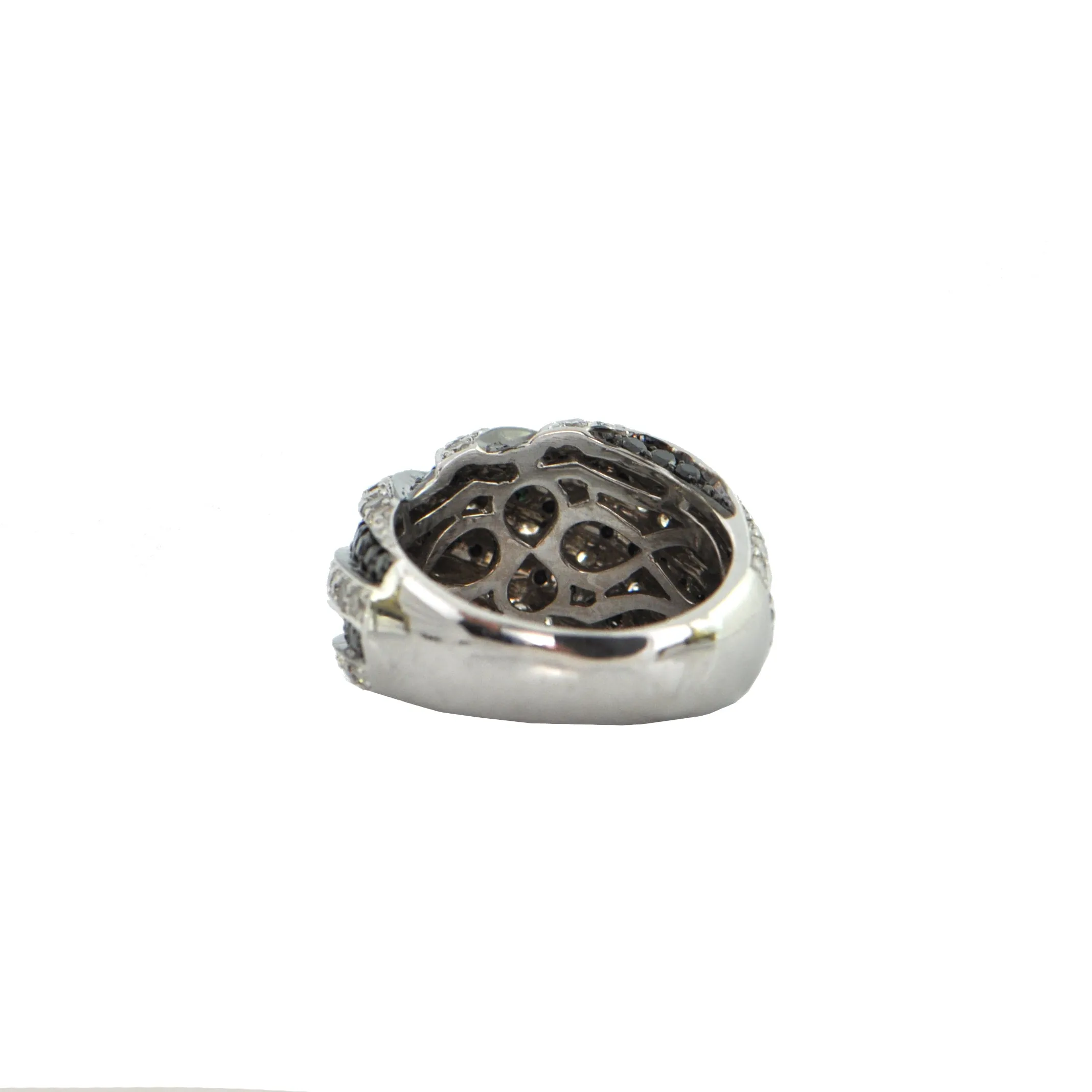 2.66CT  Black and White Pav Diamond 18K White Gold Ring