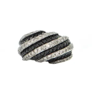 2.66CT  Black and White Pav Diamond 18K White Gold Ring