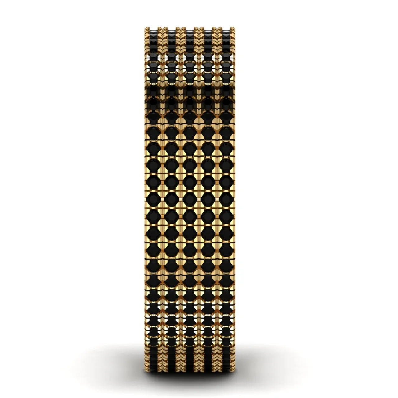 360 Black Diamond Band in 18K Gold