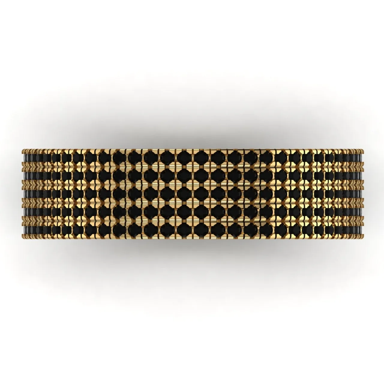 360 Black Diamond Band in 18K Gold