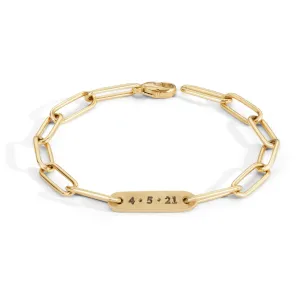 5.2mm Gold Date Flat Bar Bracelet