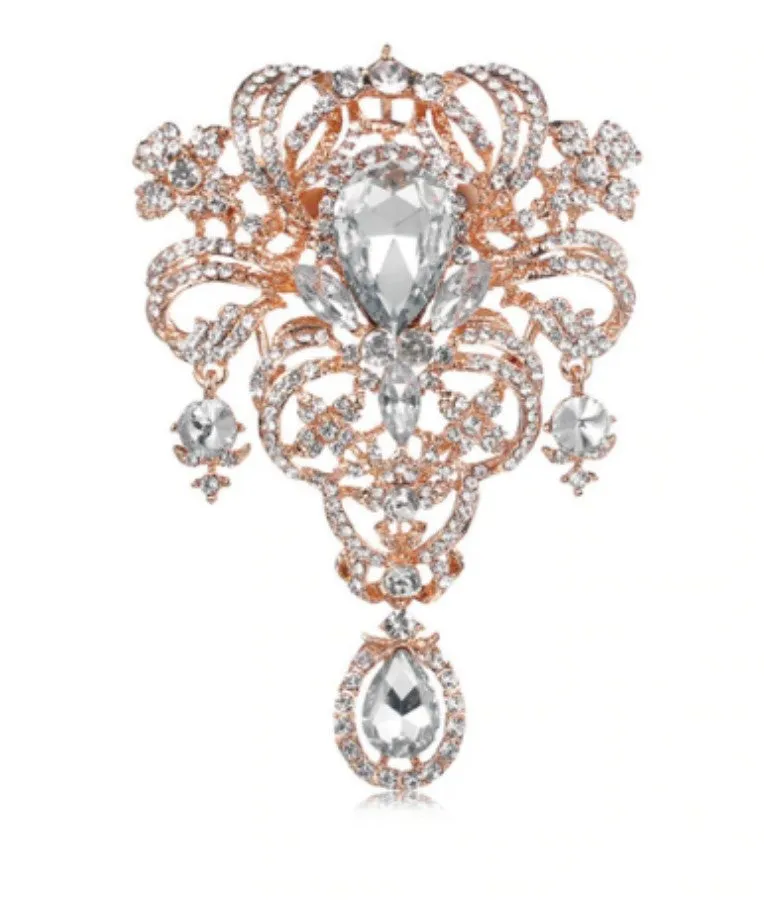 5pcs. Brooch Wholesale Extra Large Flower Pin Rhinestone Crystal BR-004