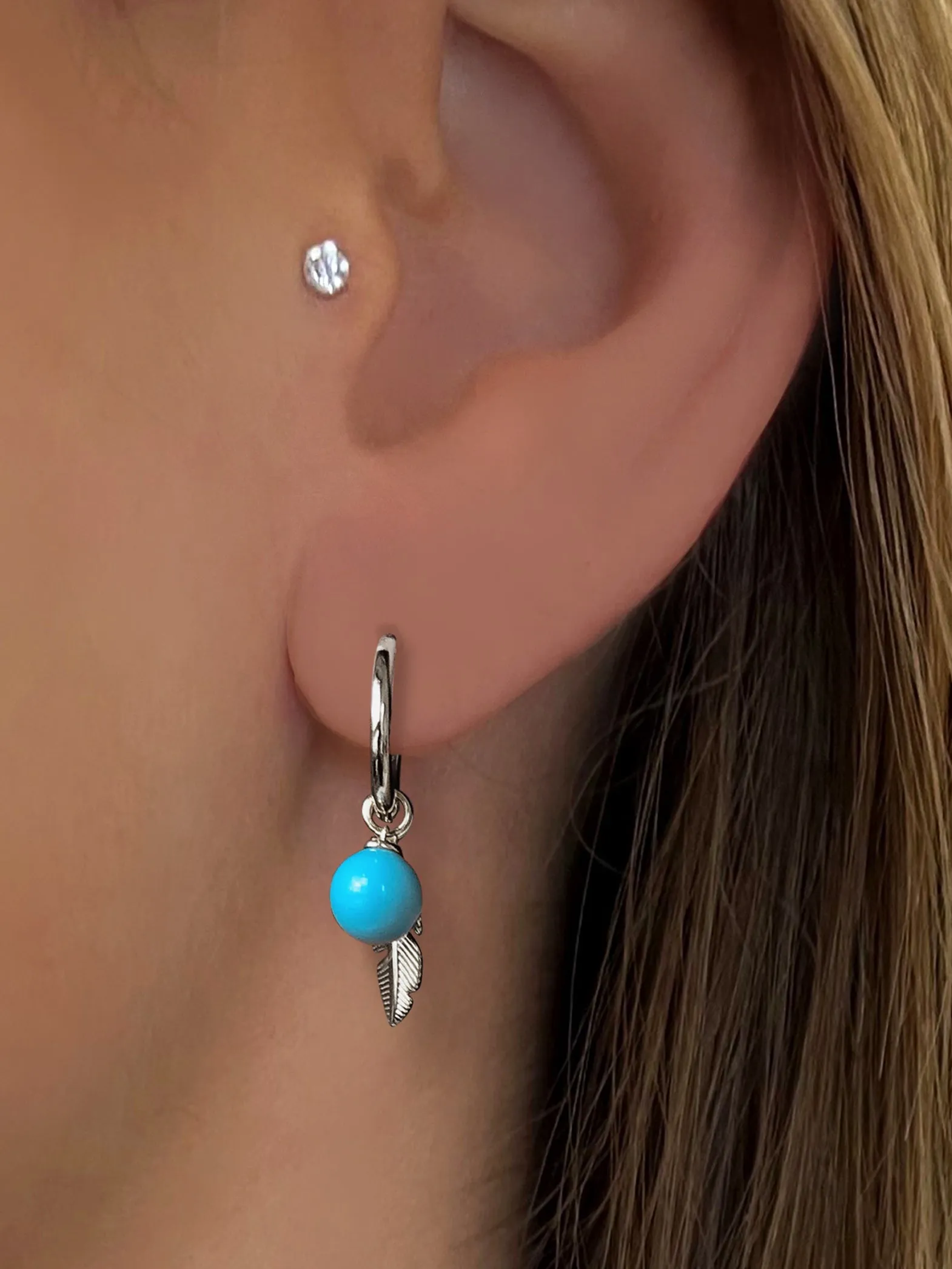 925 Silver Plated Earrings Assembled with Turquoise