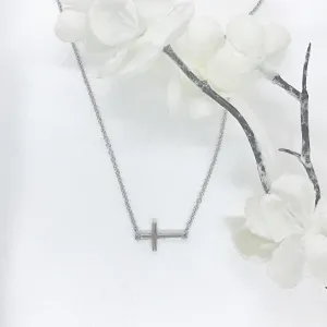 925 Sterling Silver Sideways Cross Necklace