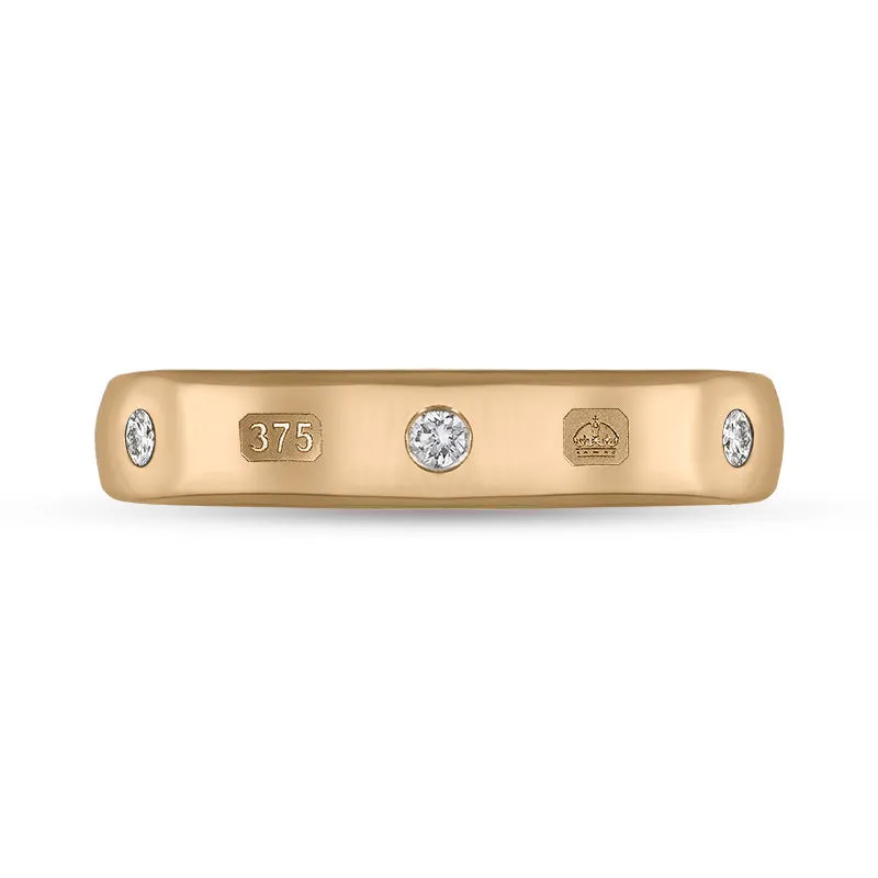 9ct Rose Gold 0.15ct Diamond King's Coronation Hallmark 4mm Ring D