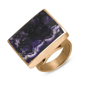 9ct Rose Gold Blue John King's Coronation Hallmark Medium Square Ring D