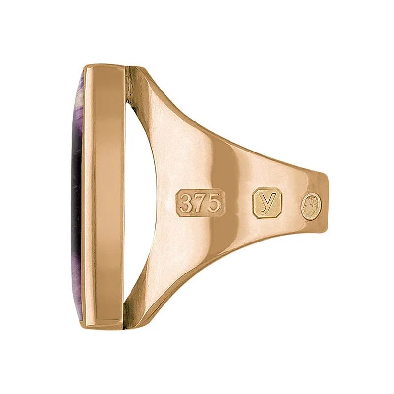 9ct Rose Gold Blue John King's Coronation Hallmark Medium Square Ring D