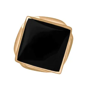 9ct Rose Gold Whitby Jet King's Coronation Hallmark Small Rhombus Ring D