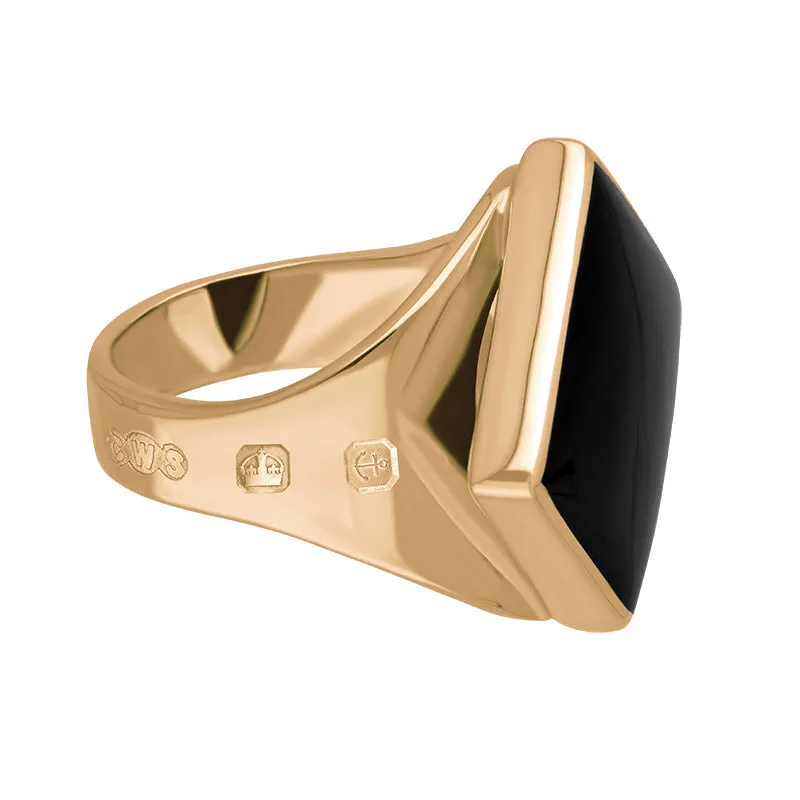 9ct Rose Gold Whitby Jet King's Coronation Hallmark Small Rhombus Ring D