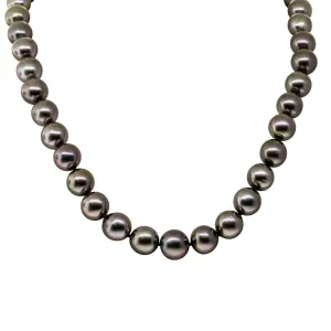 9ct White Gold Tahitian Black Pearl Strand