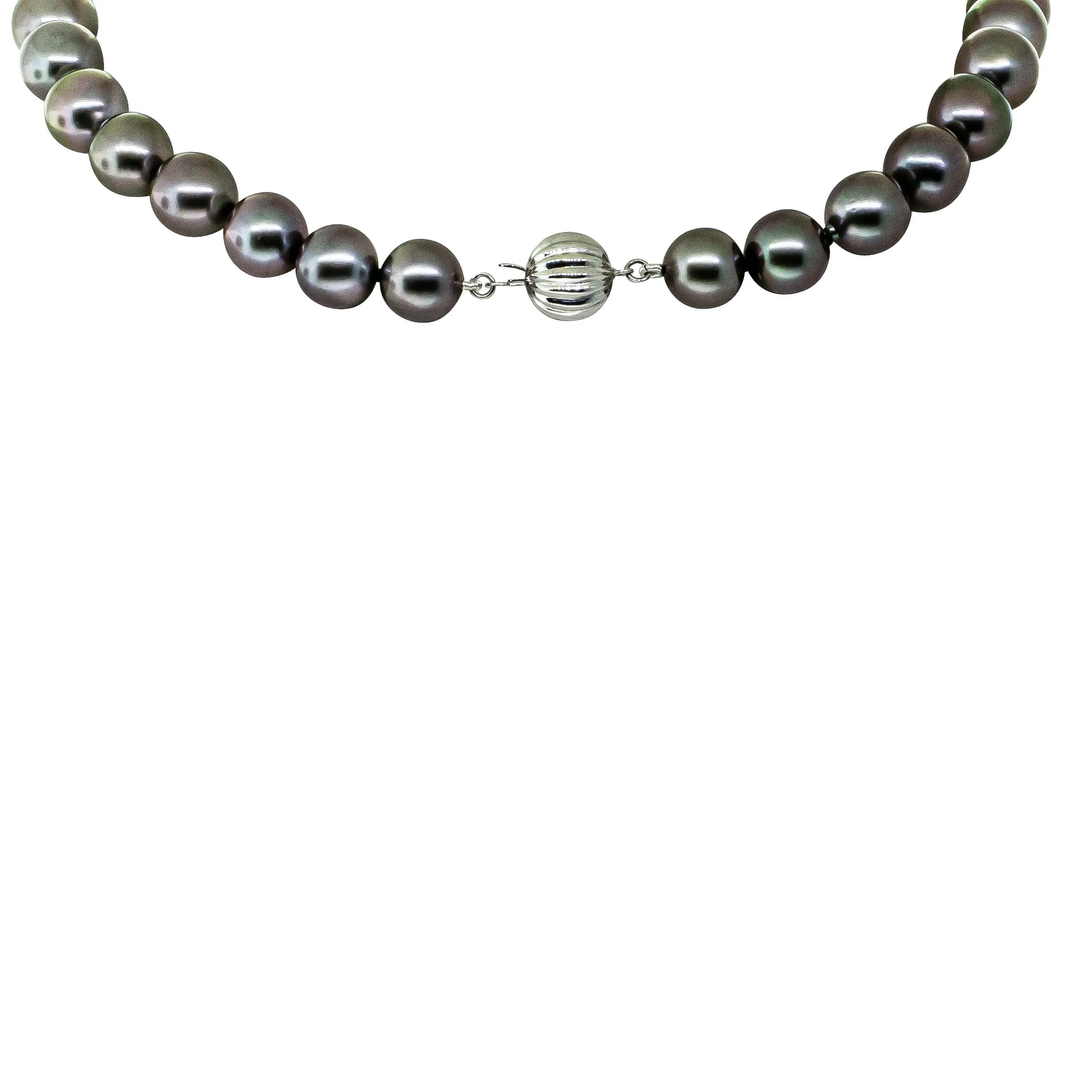 9ct White Gold Tahitian Black Pearl Strand