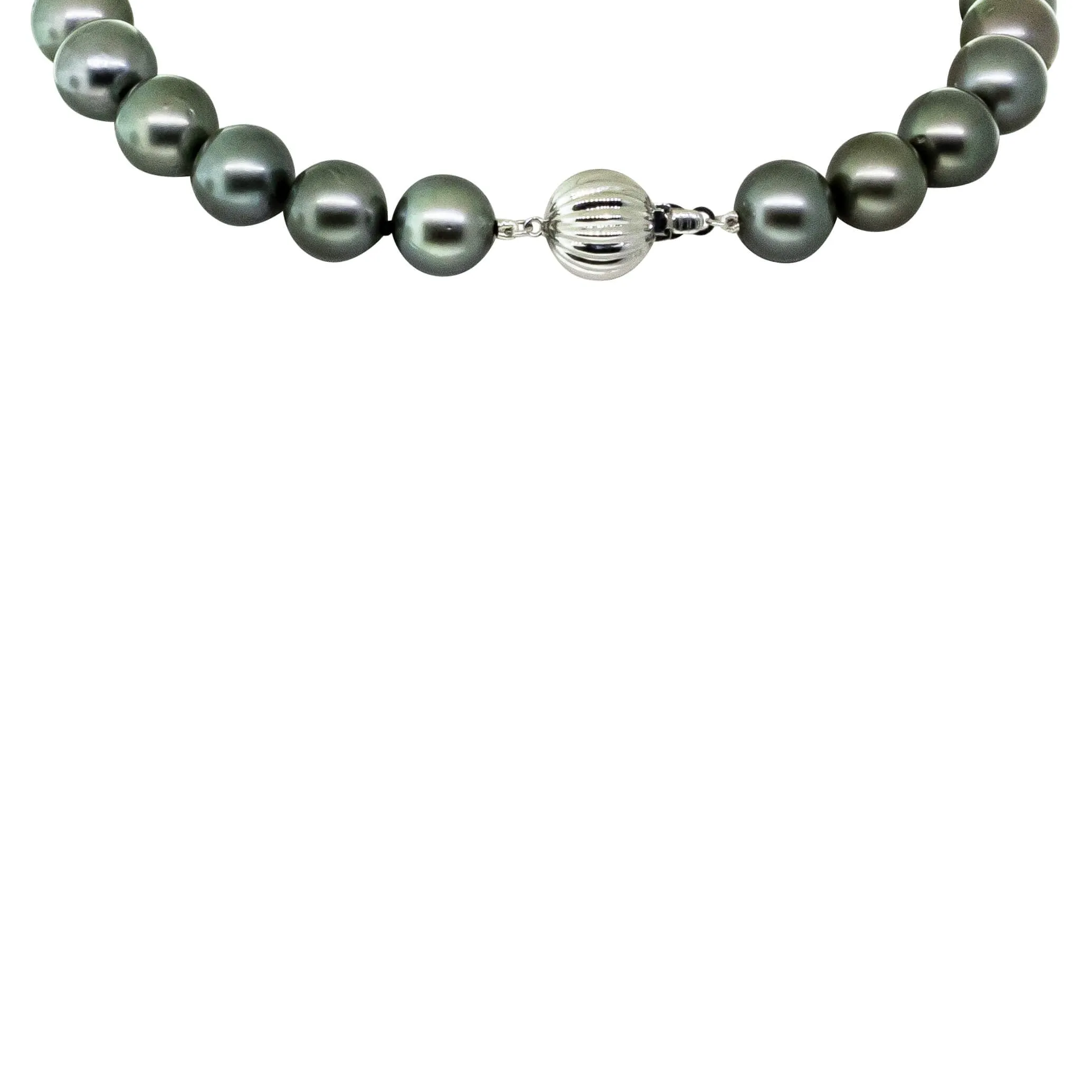 9ct White Gold Tahitian Black Pearl Strand