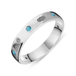 9ct White Gold Turquoise King's Coronation Hallmark 4mm Ring D