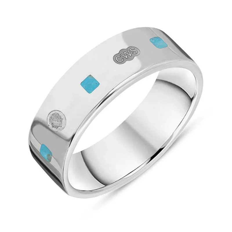 9ct White Gold Turquoise King's Coronation Hallmark Princess Cut 6mm Ring D