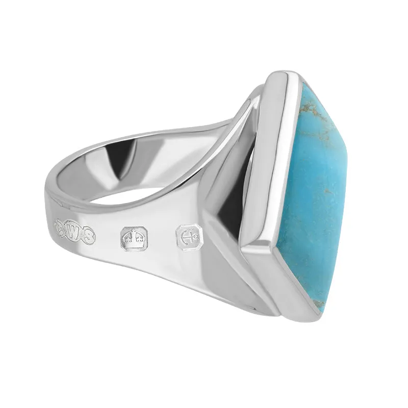 9ct White Gold Turquoise King's Coronation Hallmark Small Rhombus Ring D