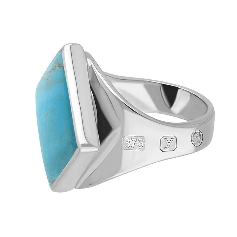 9ct White Gold Turquoise King's Coronation Hallmark Small Rhombus Ring D
