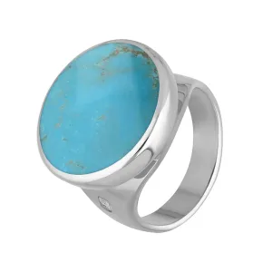 9ct White Gold Turquoise King's Coronation Hallmark Small Round Ring D
