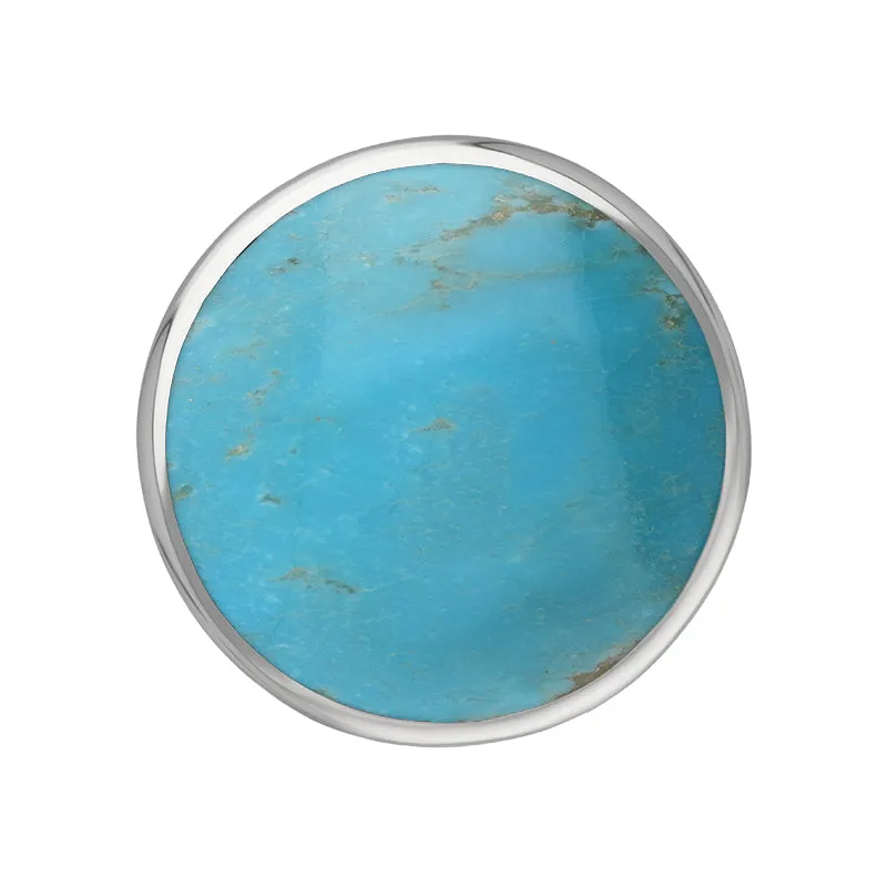 9ct White Gold Turquoise King's Coronation Hallmark Small Round Ring D
