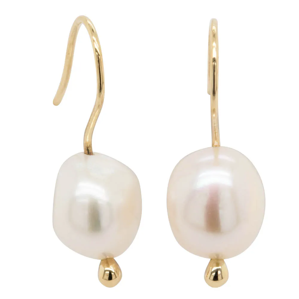 9ct Yellow Gold Baroque Freshwater Pearl Drop Earrings