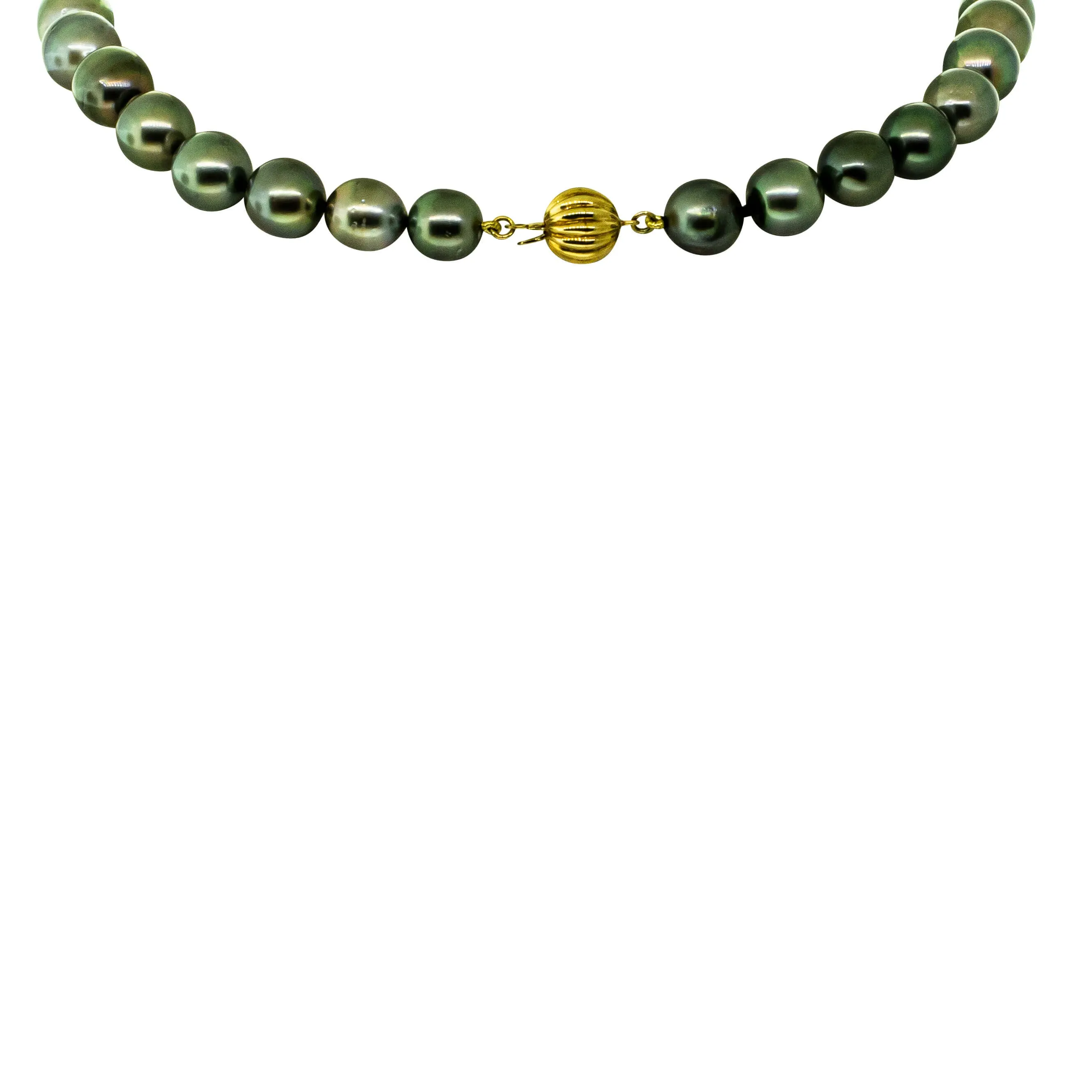 9ct Yellow Gold Tahitian Black Pearl Strand