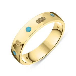 9ct Yellow Gold Turquoise King's Coronation Hallmark 5mm Ring D