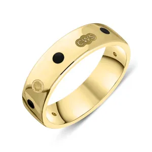 9ct Yellow Gold Whitby Jet King's Coronation Hallmark 6mm Ring D