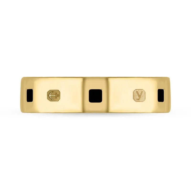 9ct Yellow Gold Whitby Jet King's Coronation Hallmark Princess Cut 5mm Ring D