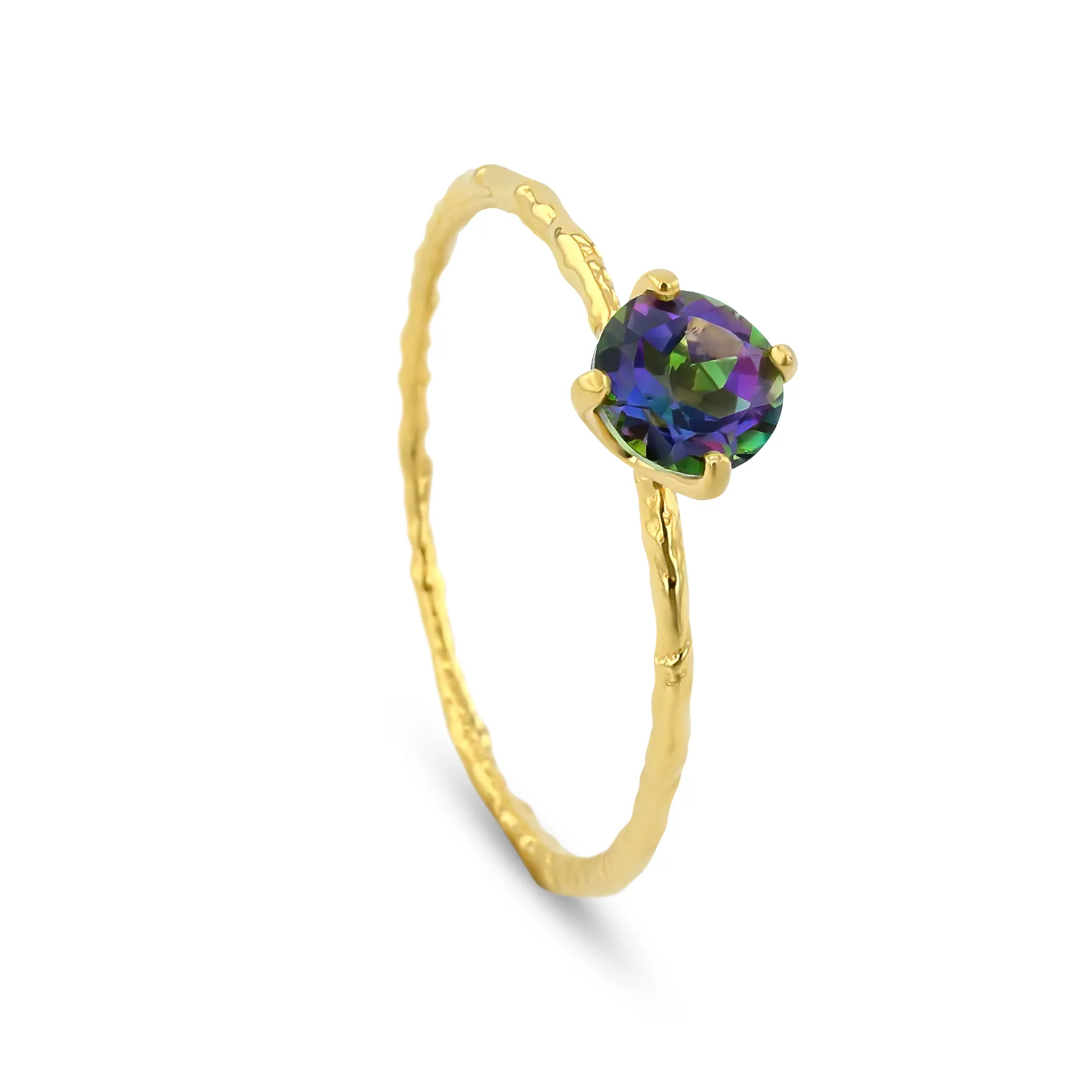 9k Yellow Gold Ring Set with Mystic Topaz