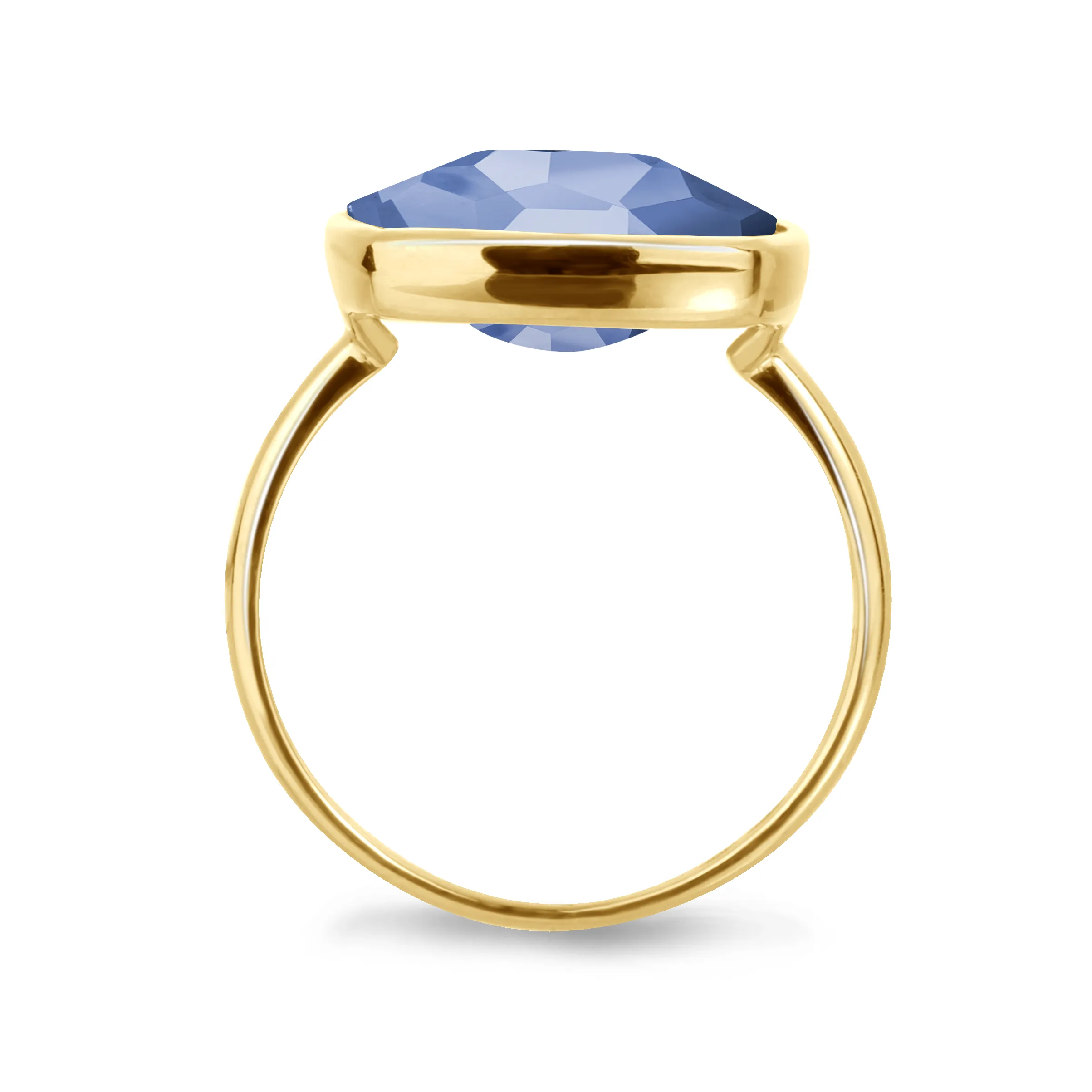 9k Yellow Gold Ring Set with Tanzanite Quartz