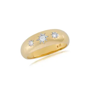 9K Yellow Gold Star Set Diamond Ring