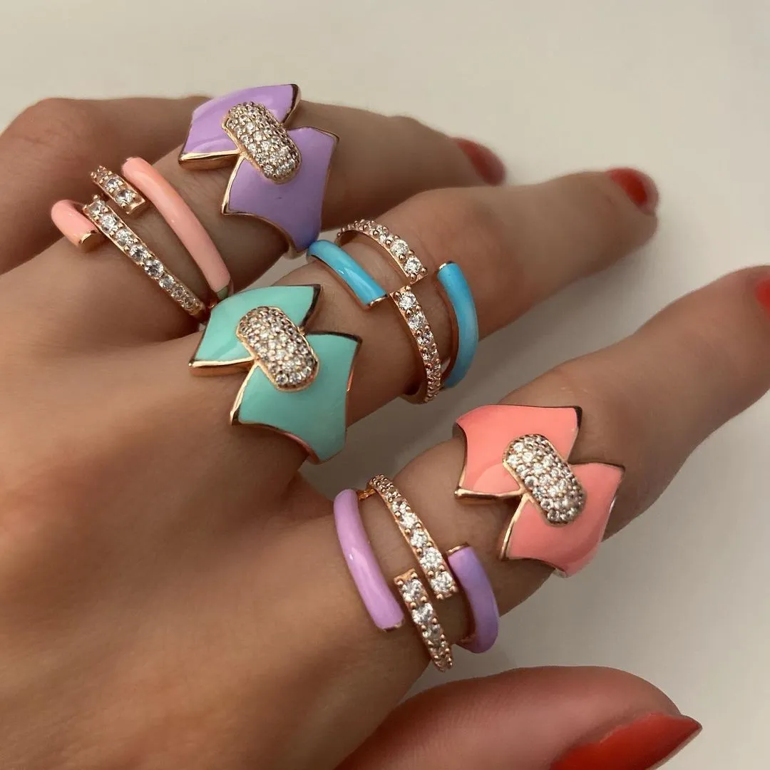 Adjustable Blue Butterfly Ring in Sterling Silver