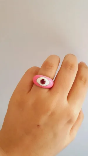 Adjustable Pink Orbit Ring in 925 Sterling Silver