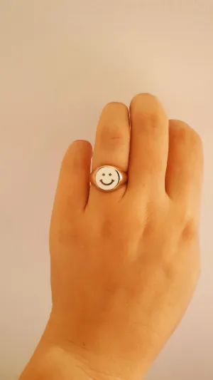 Adjustable White Smile Ring in 925 Sterling Silver