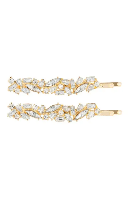 Alma Bobby Pin Set - Crystal/Gold