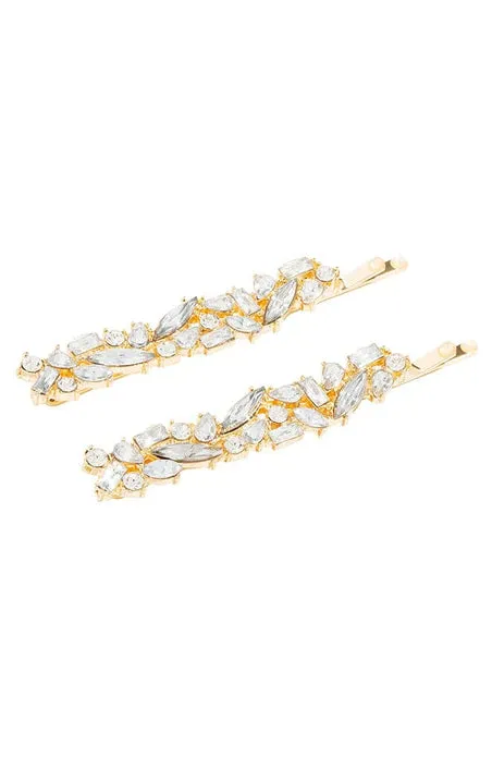Alma Bobby Pin Set - Crystal/Gold