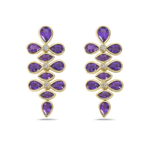 Amethyst Diamond Chandelier Earrings