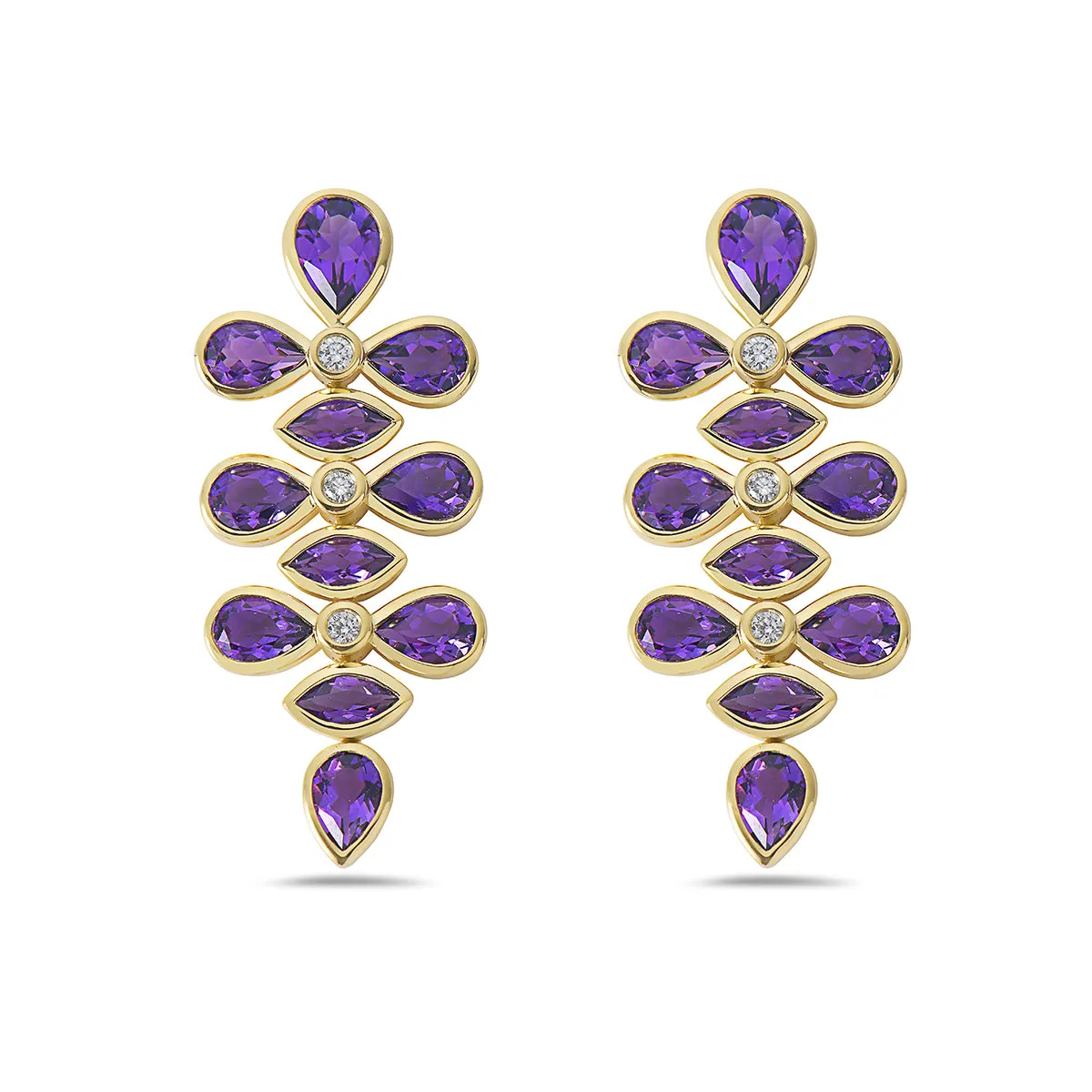 Amethyst Diamond Chandelier Earrings