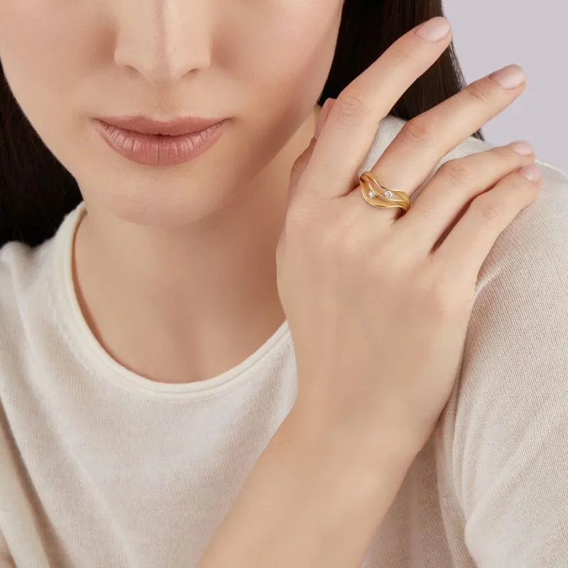 Annamaria Cammilli 18ct Lemon Bamboo & Diamond Dune Atolli Series Ring