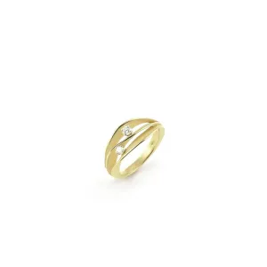 Annamaria Cammilli 18ct Lemon Bamboo Gold 0.14ct Diamond Dune Series Ring