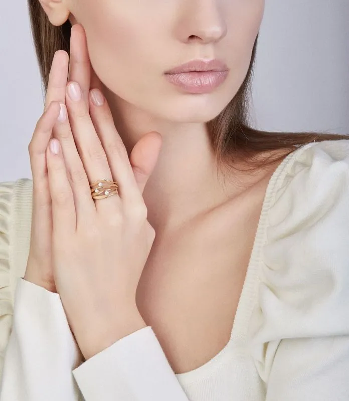 Annamaria Cammilli 18ct Orange Apricot 0.18ct Diamond Dune Series Ring