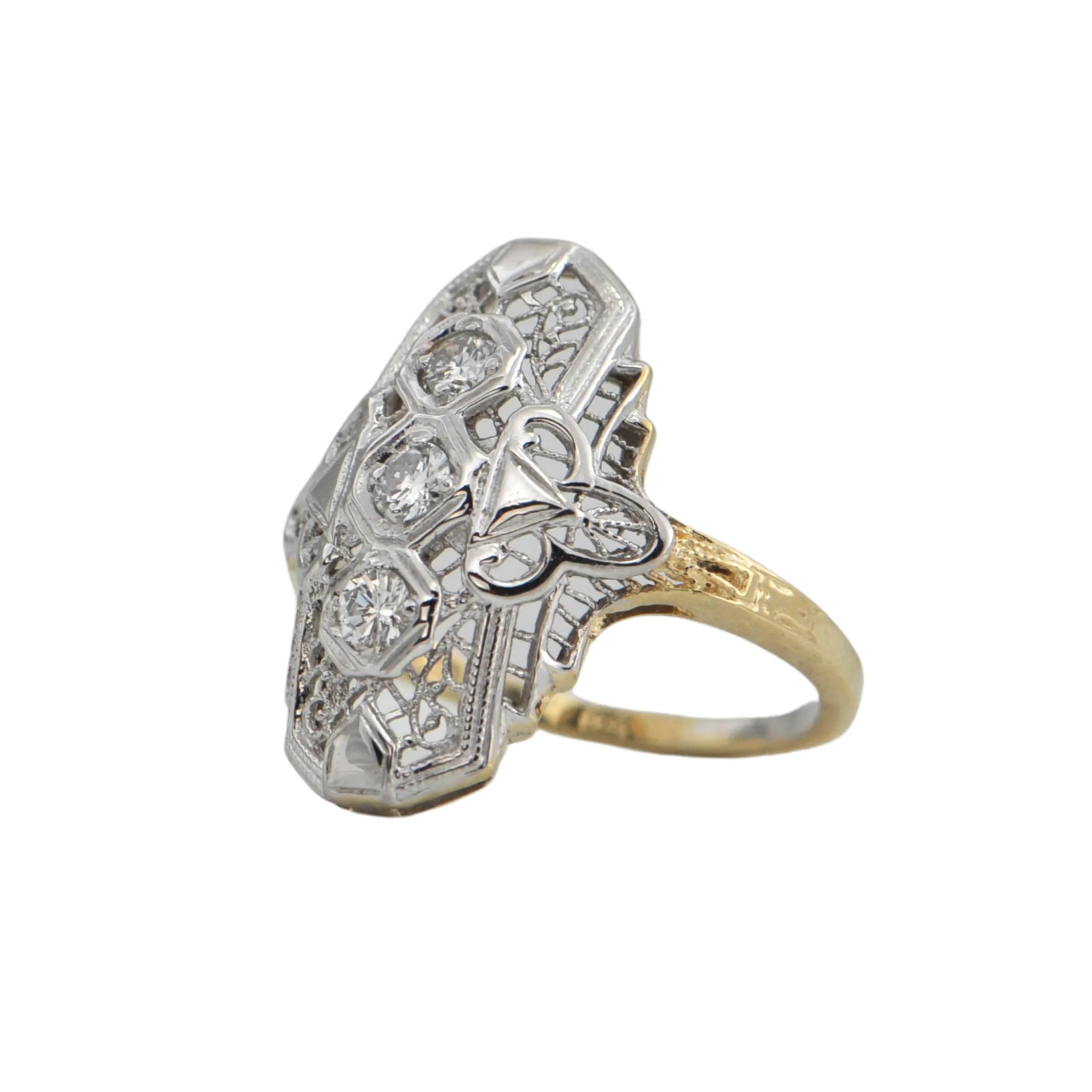 Antique Art Deco Diamond 14K Gold Ring