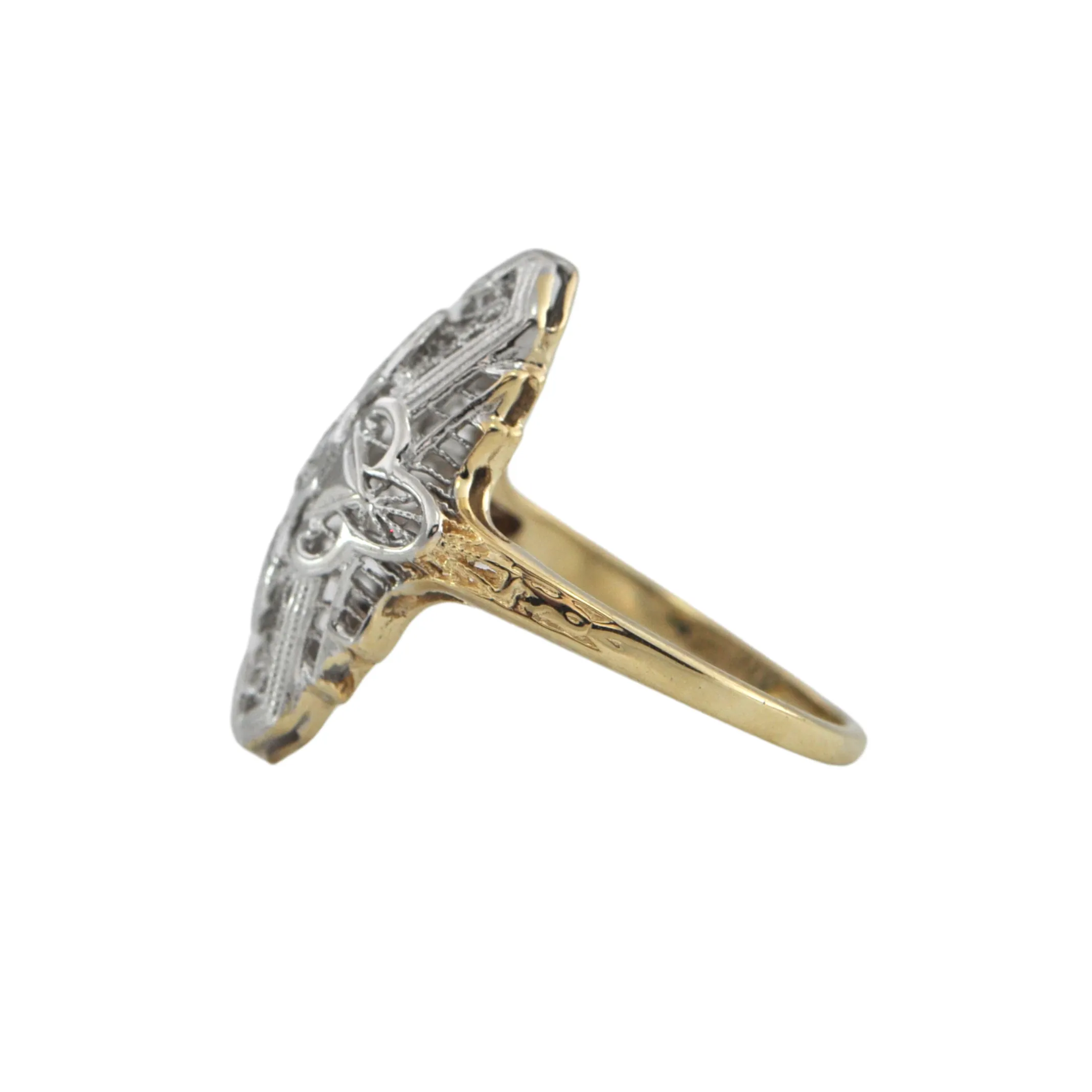 Antique Art Deco Diamond 14K Gold Ring