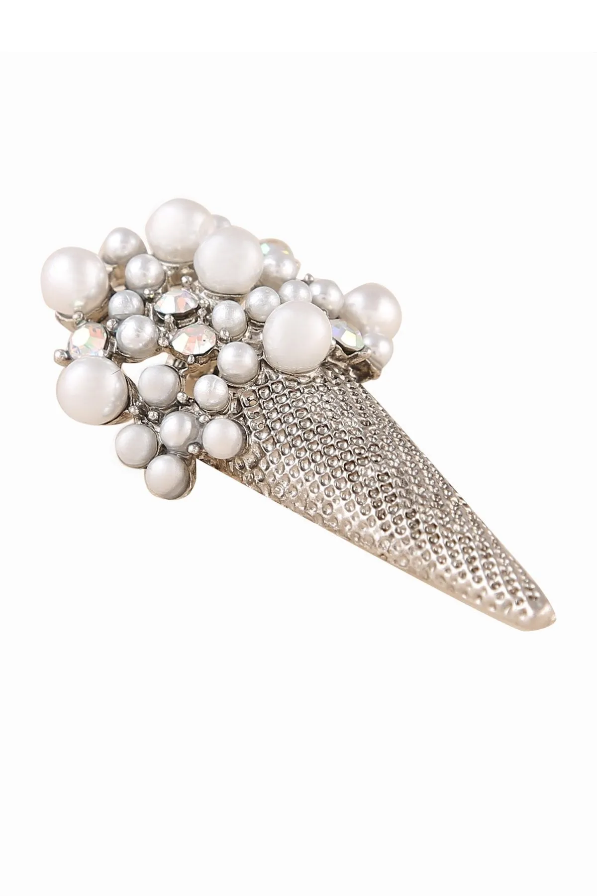 Antique Silver Pearl & Diamond Bouquet Beautiful Brooch Pin