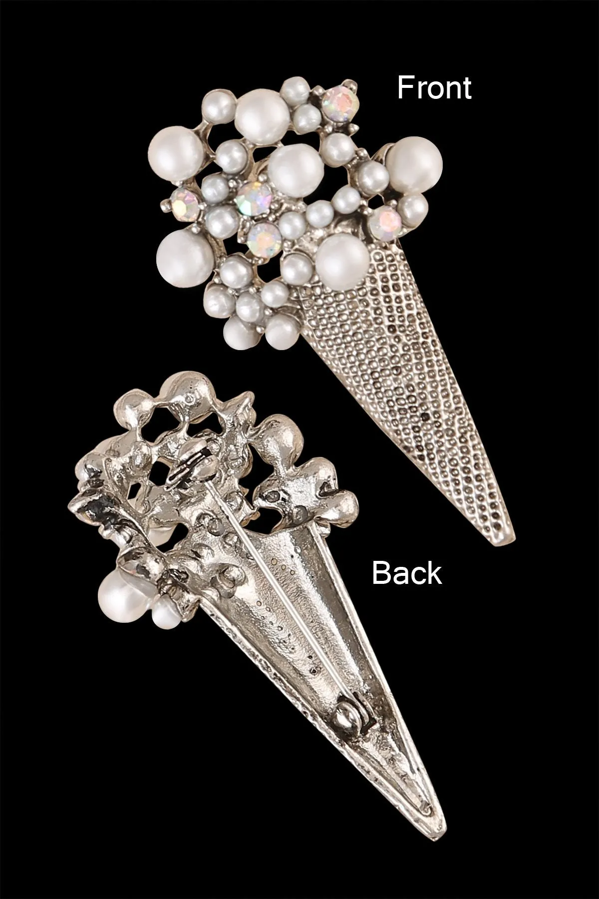 Antique Silver Pearl & Diamond Bouquet Beautiful Brooch Pin