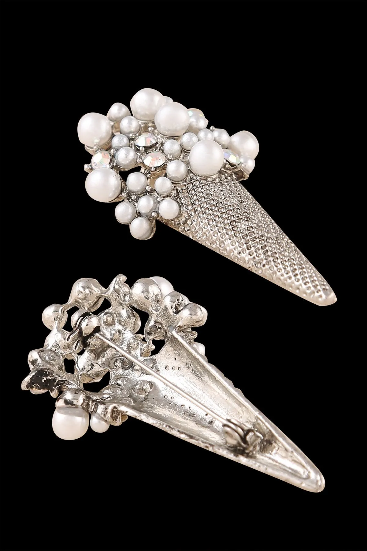 Antique Silver Pearl & Diamond Bouquet Beautiful Brooch Pin