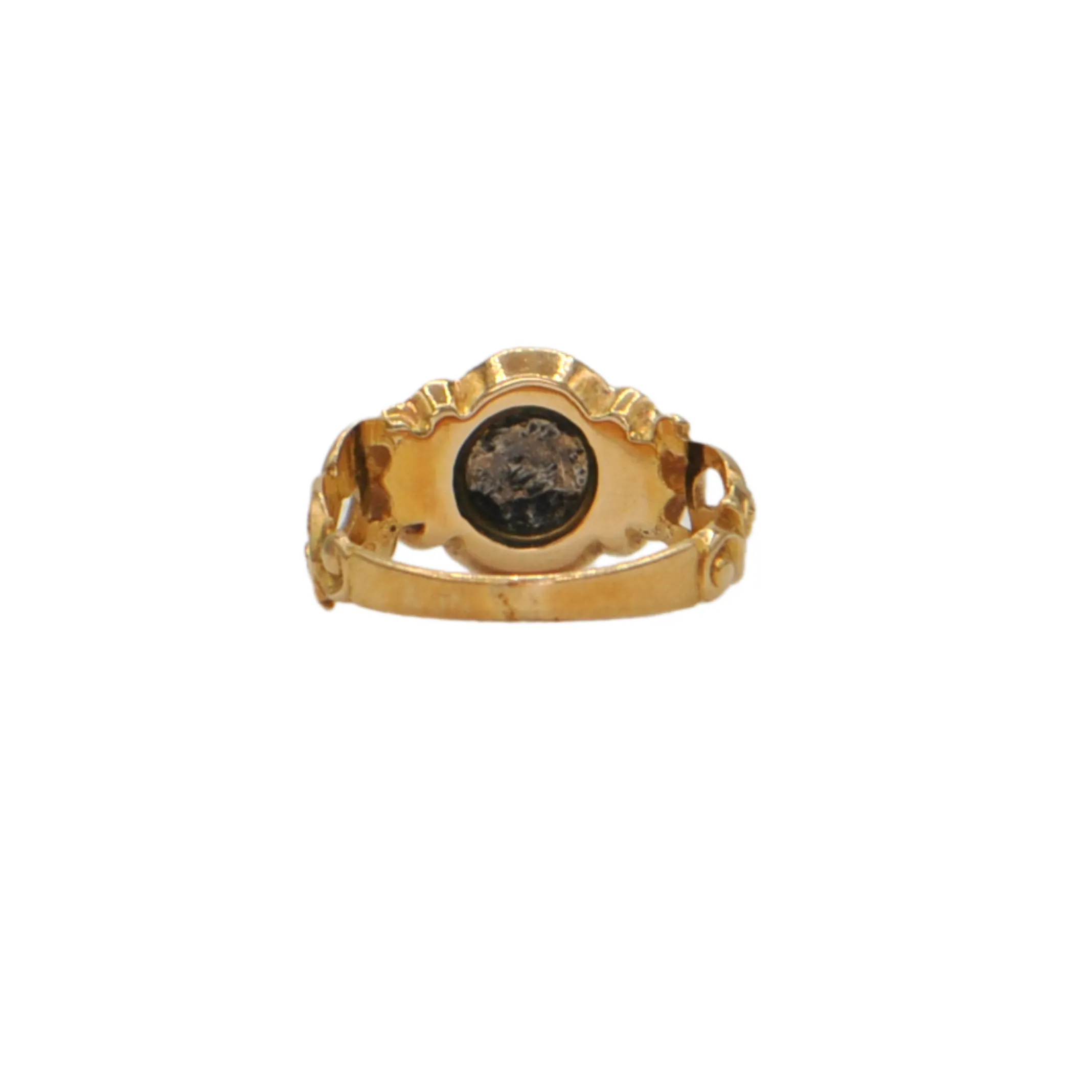 Antique Victorian Seed Pearl and Enamel 18k Gold Mourning Ring