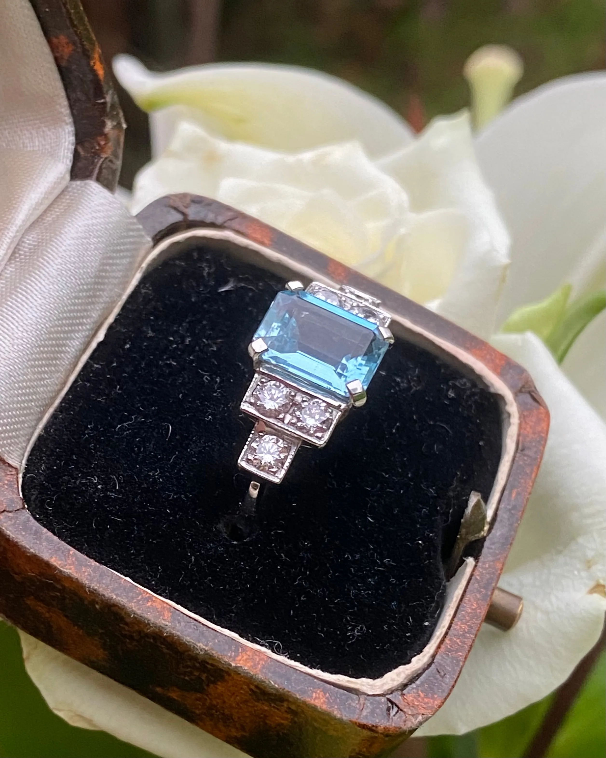 Aquamarine and Diamond Ring Platinum 0.55ct   1.75ct