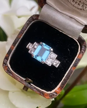 Aquamarine and Diamond Ring Platinum 0.55ct   1.75ct