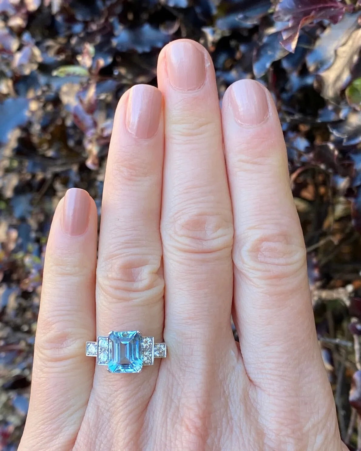 Aquamarine and Diamond Ring Platinum 0.55ct   1.75ct