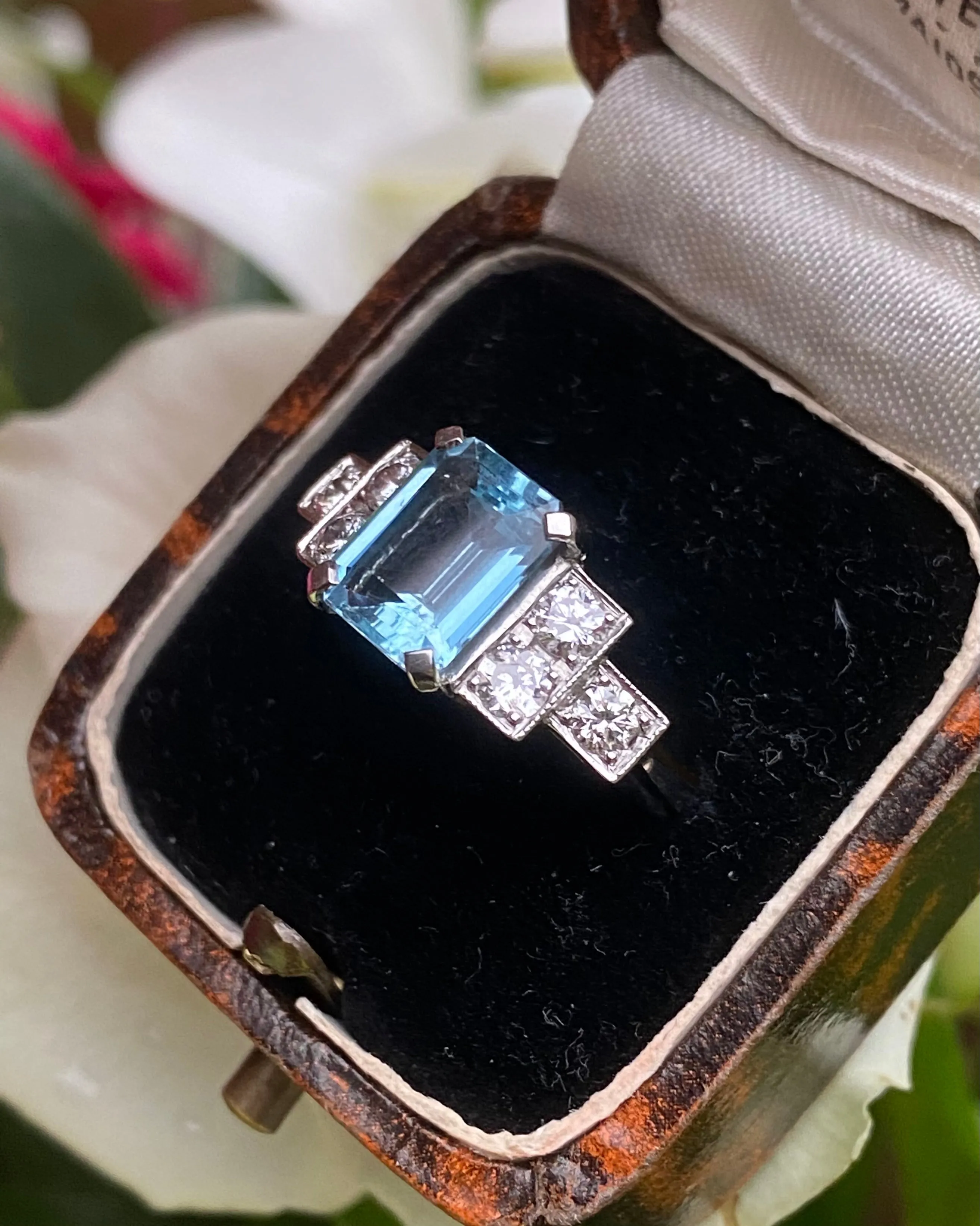 Aquamarine and Diamond Ring Platinum 0.55ct   1.75ct